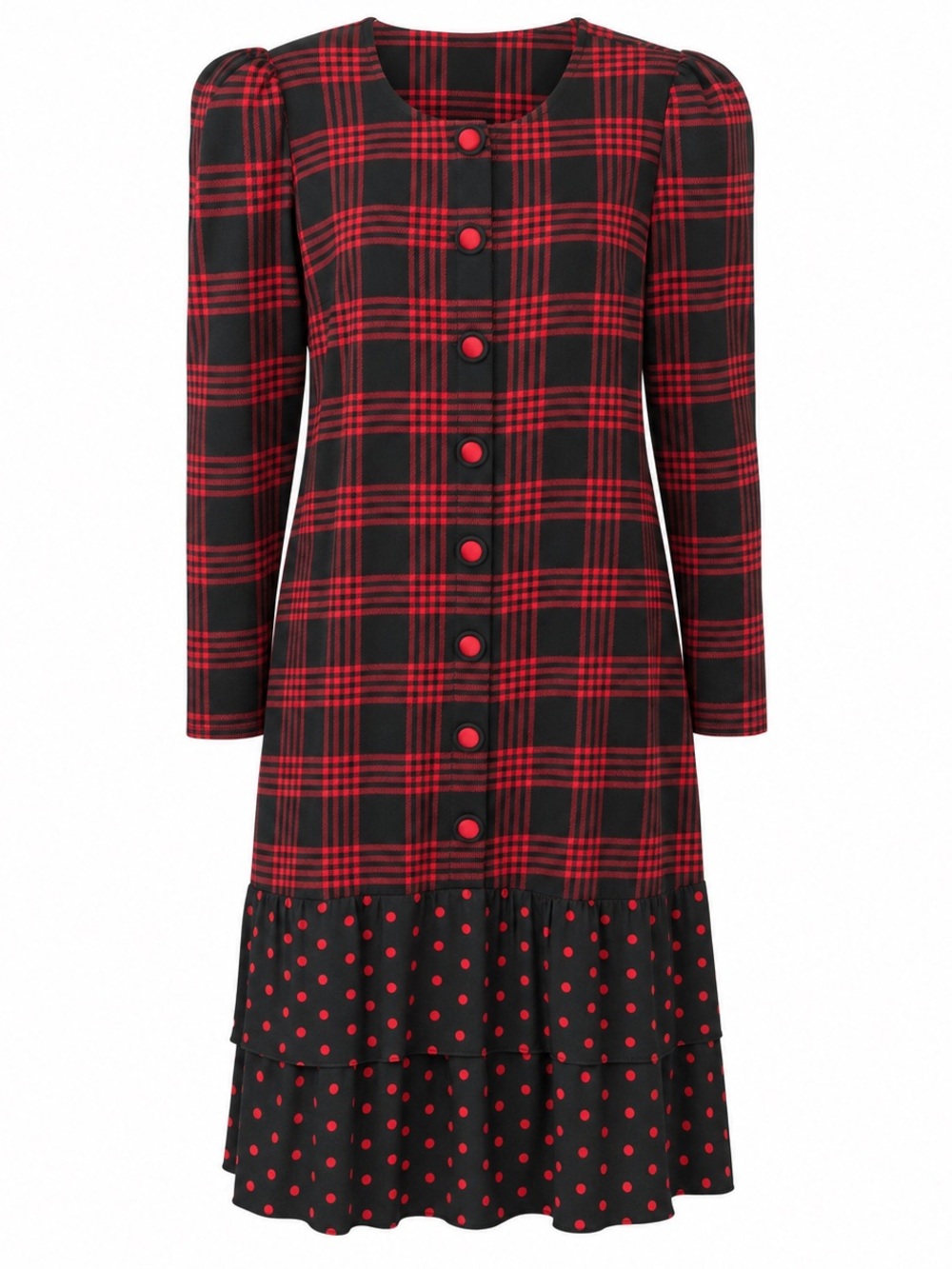 Leslie Lucks Plaid & Polka Dot Secretary Dress